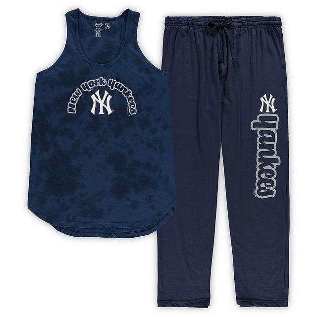 Womens Concepts Sport New York Yankees Plus Size Jersey Tank Top & Pants Sleep Set Blue Product Image