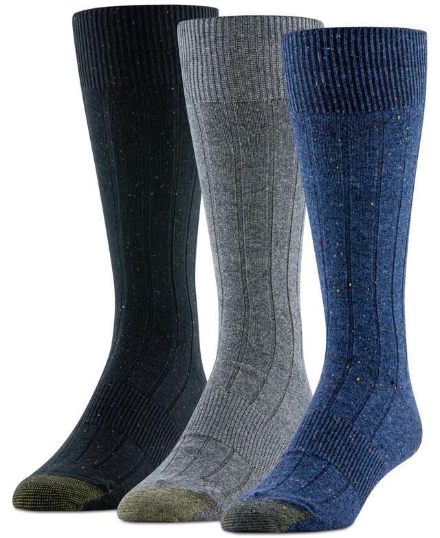 Mens GOLDTOE 3-Pair Hampton Crew Socks, Mens Blue Nep Product Image