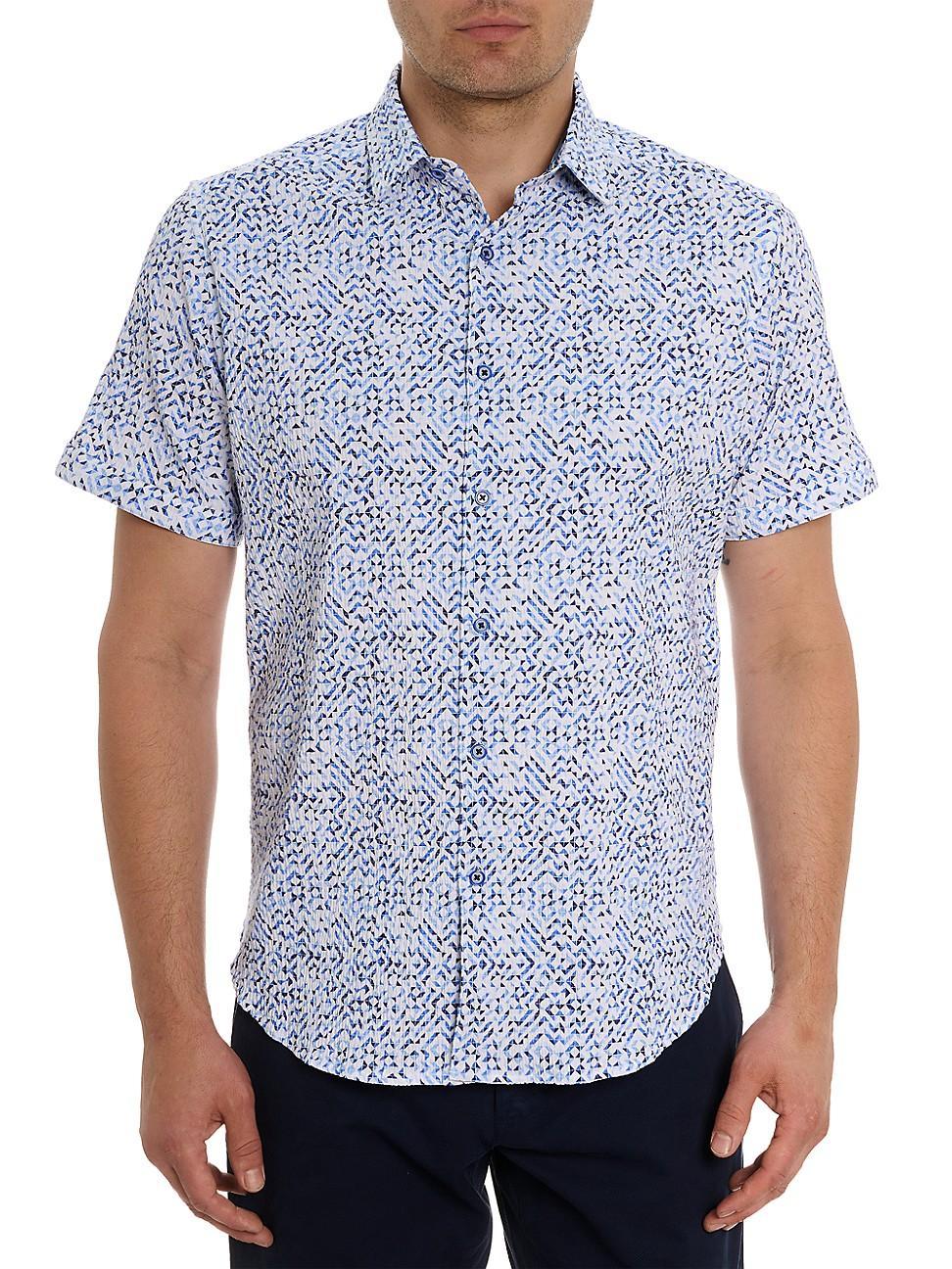 Mens Cyprus Geometric Seersucker Button-Front Shirt Product Image