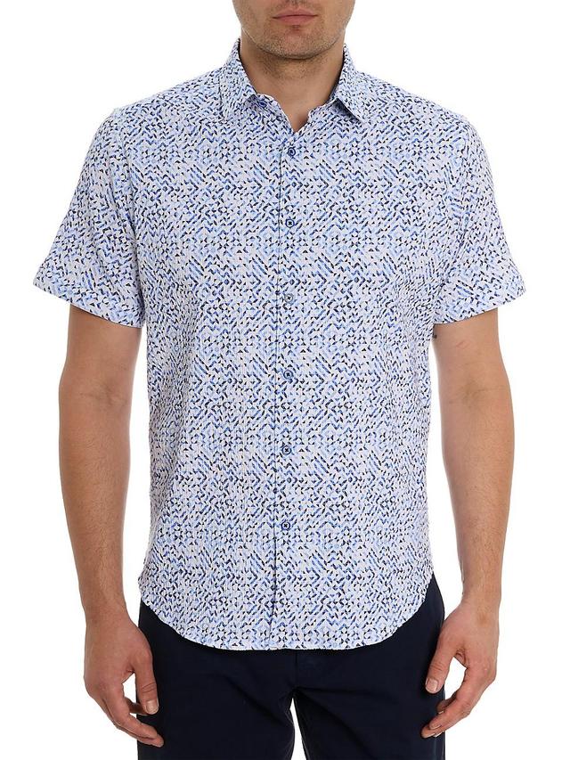 Mens Cyprus Geometric Seersucker Button-Front Shirt Product Image