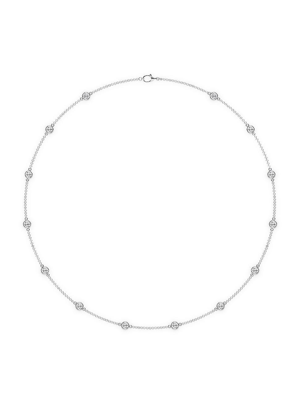 Womens 14K White Gold & Lab-Grown 14-Diamond Station Necklace/0.70-2.10 TCW Product Image