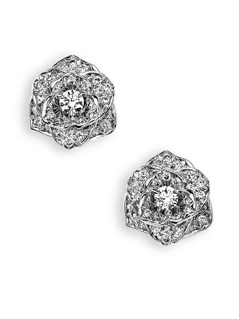 Womens Rose Diamond & 18K White Gold Stud Earrings Product Image