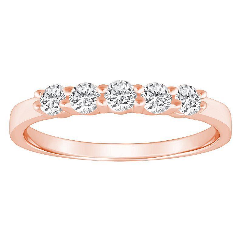 Alyson Layne 14k Gold 1/2 Carat T.W. Diamond 5-Stone Wedding Band, Womens Pink Product Image