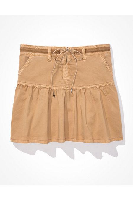 AE High-Waisted Drawstring Mini Skirt Womens Khaki 10 Product Image