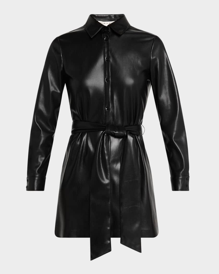 Chassidy Vegan Leather Mini Shirtdress Product Image