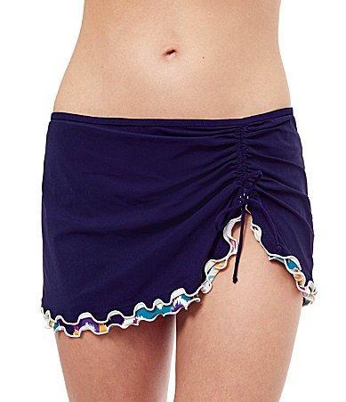 Profile by Gottex Echo Lattice Edge Side Tie Shirred Skirted Swim Bottom Product Image