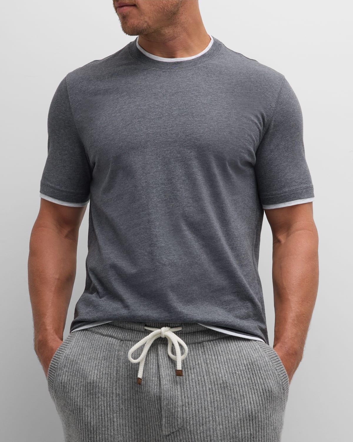 Mens Crewneck T-Shirt with Faux-Layering Product Image