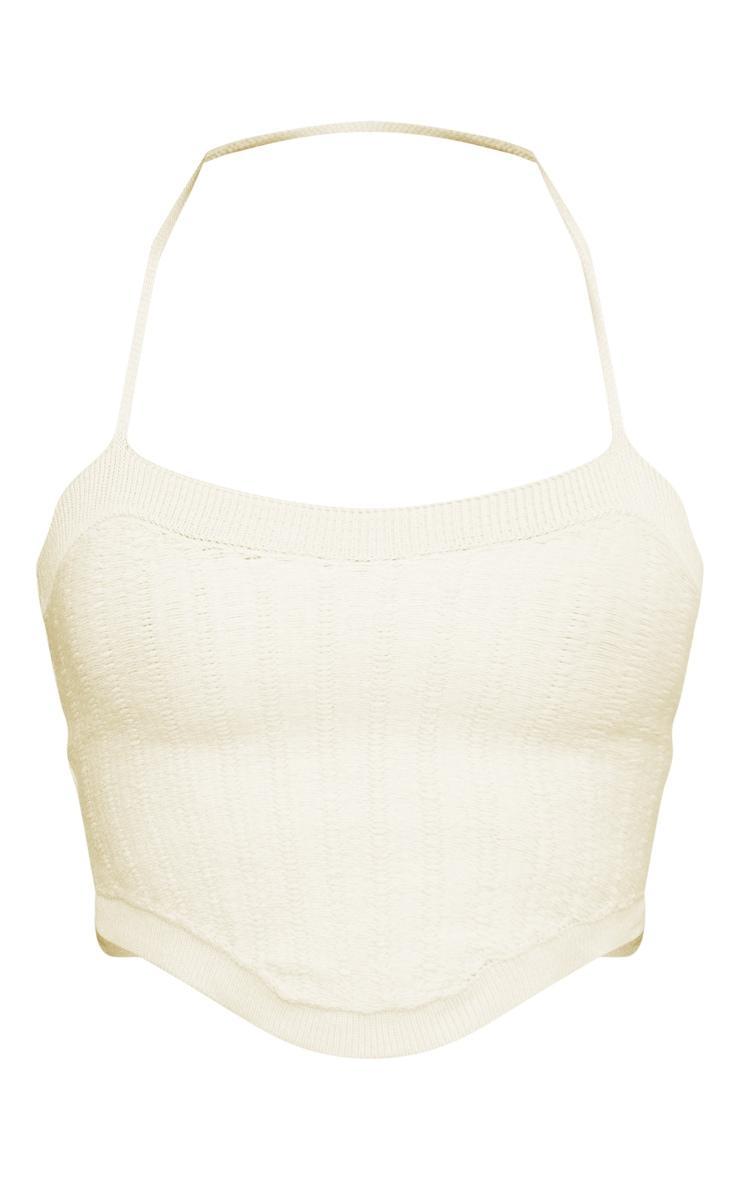 Stone Soft Knit Pattern Halter Tie Top Product Image