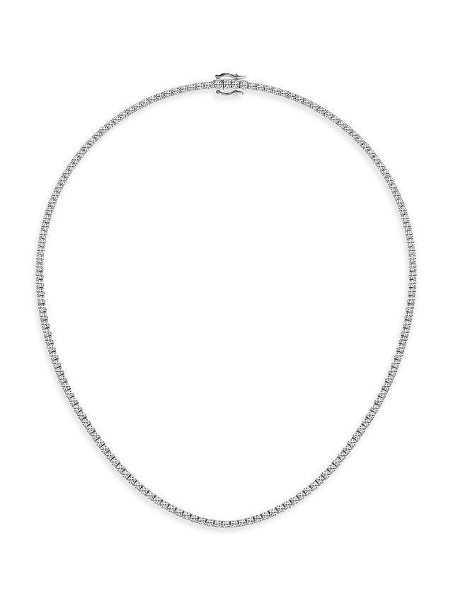 Womens Platinum & Lab-Grown Diamond Tennis Necklace Product Image