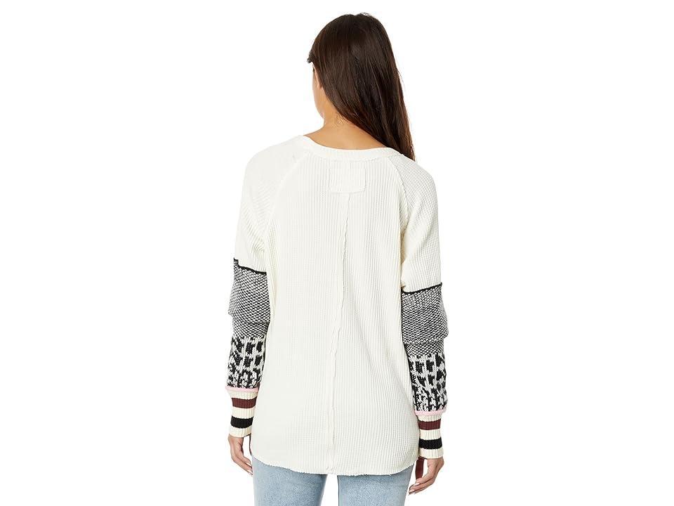 Free People Mod About You Cuff Raglan (Ivory Combo) Women's Clothing Product Image