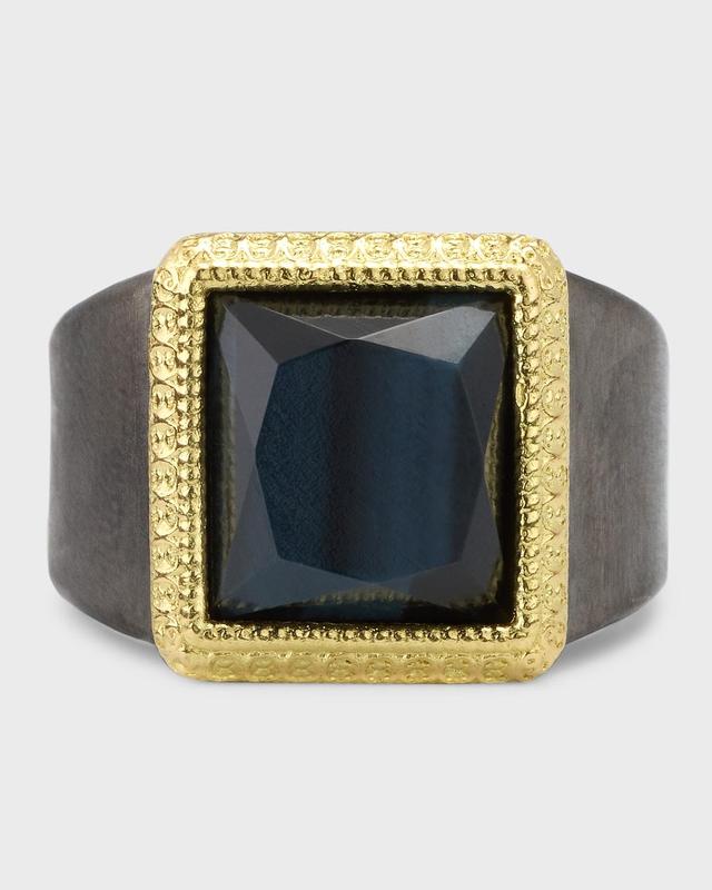 Mens Blue Tigers Eye Signet Ring Product Image