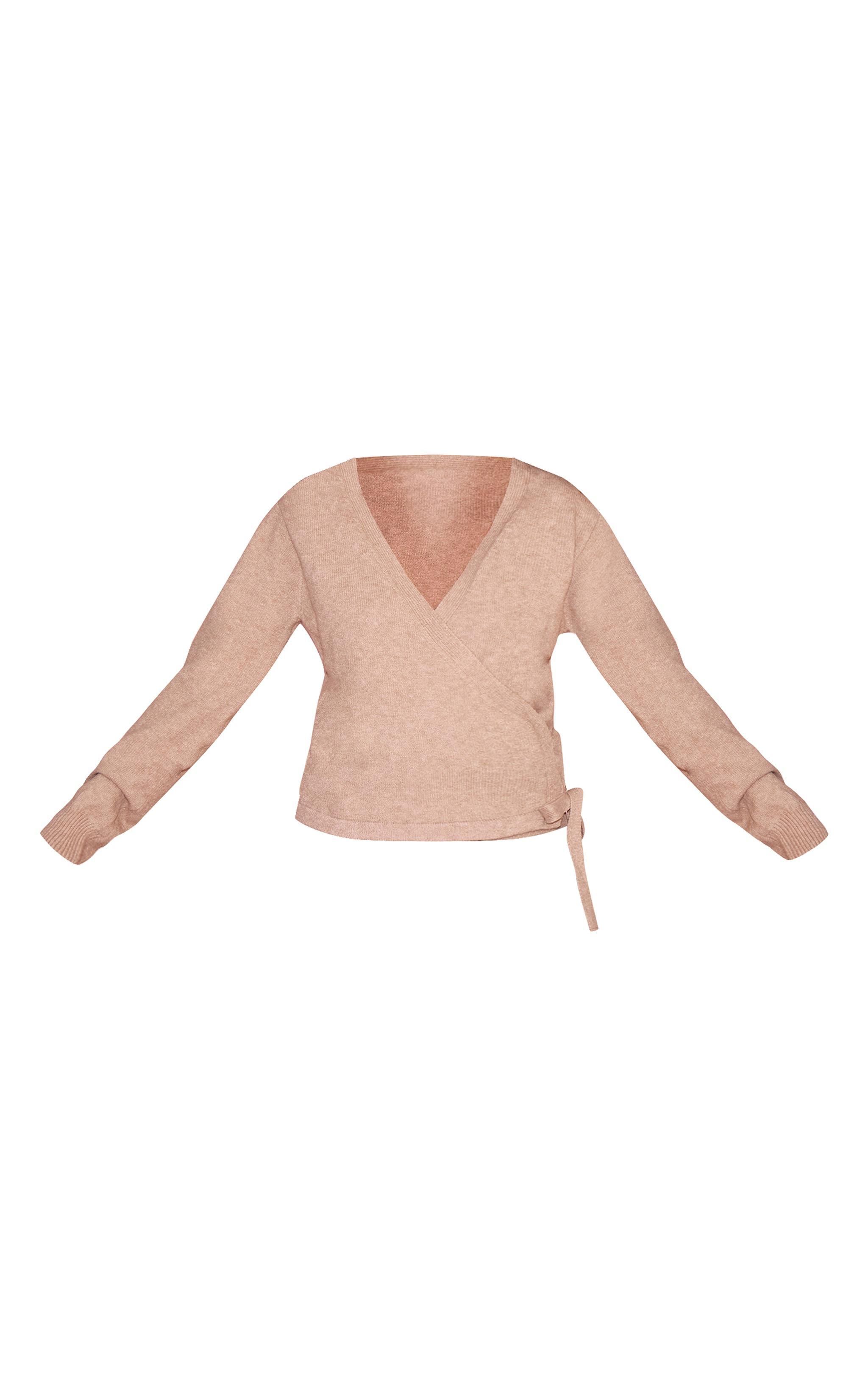 Mocha Soft Knit Wrap Cardigan Product Image