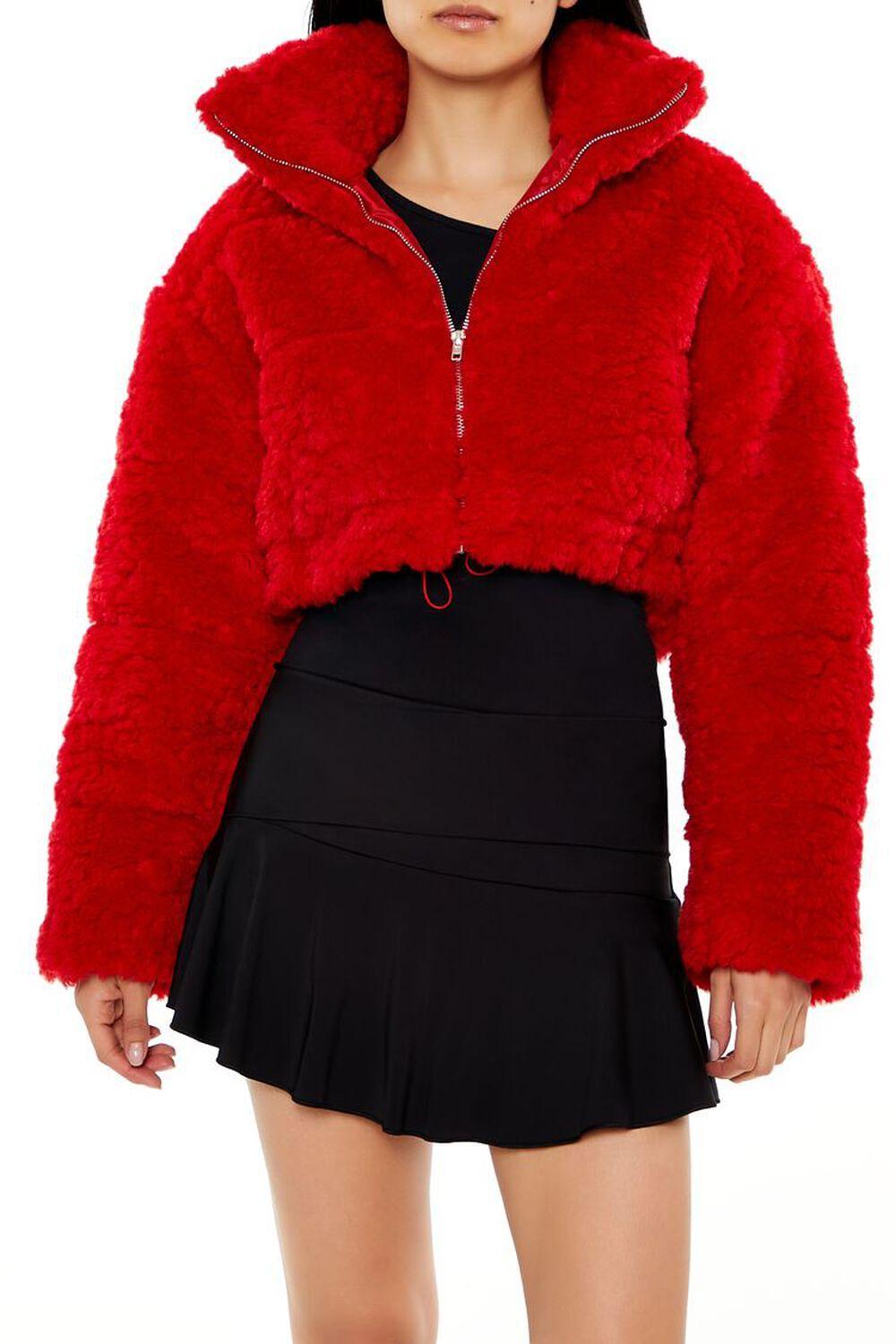 Cropped Faux Shearling Jacket | Forever 21 Product Image