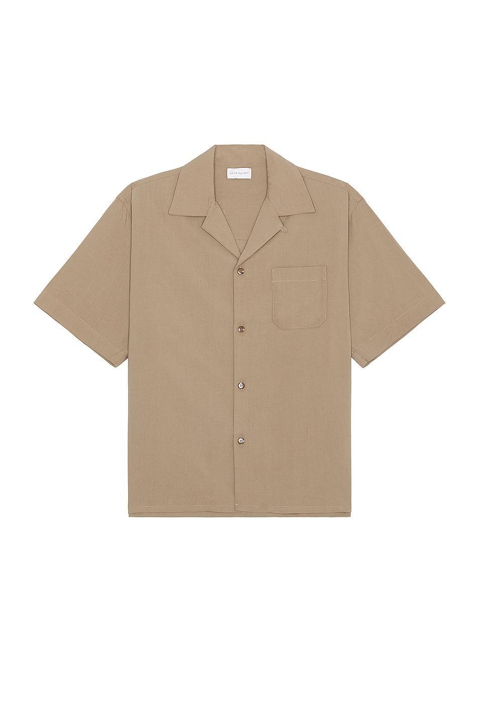 JOHN ELLIOTT Camp Shirt Solid in Oak - Sage. Size S (also in M, L, XL/1X). Product Image