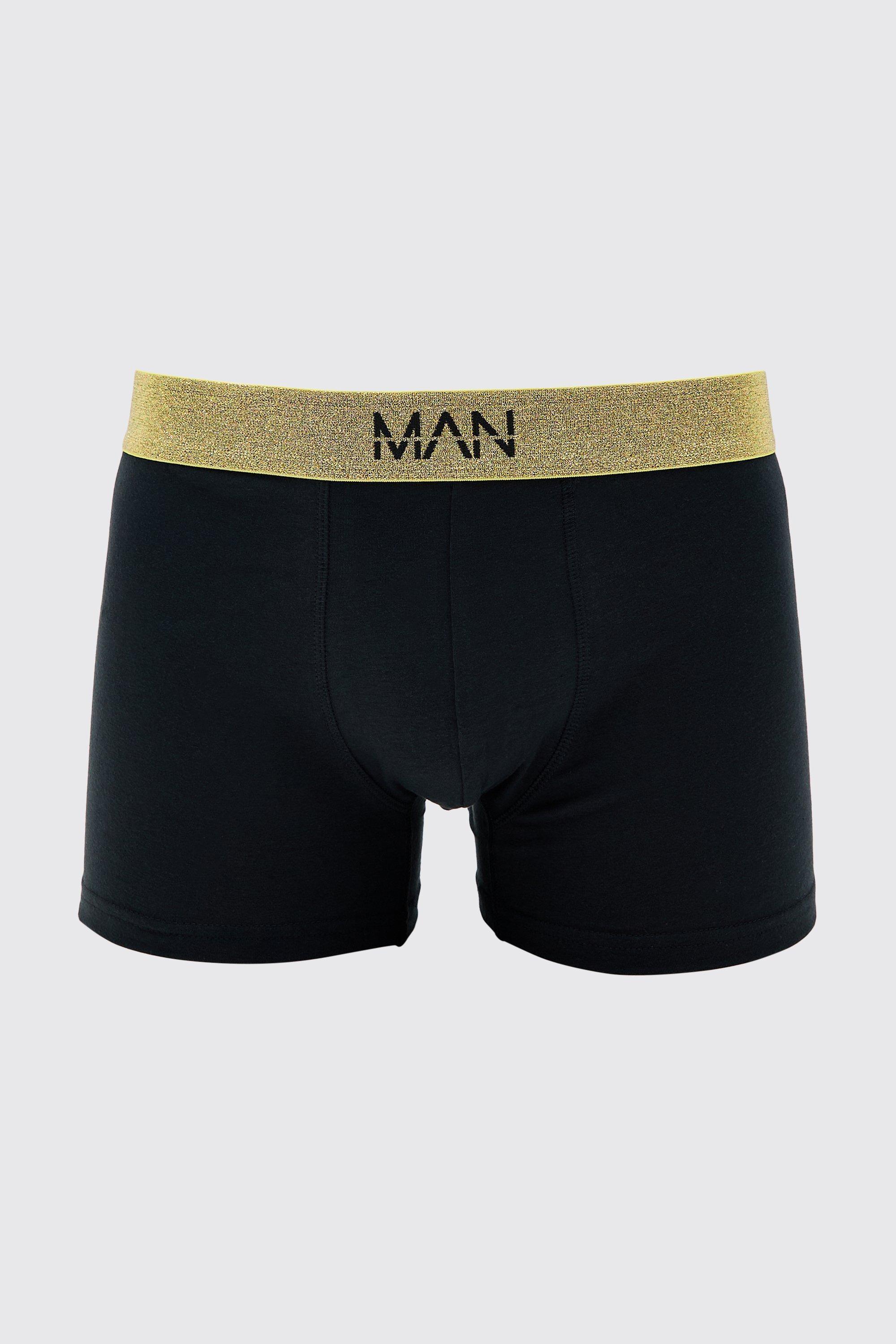 3 Pack Man Signature Gold Waistband Boxers In Black | boohooMAN USA Product Image