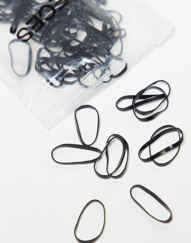 Pieces '100' Pack elastic hair bands in black Product Image