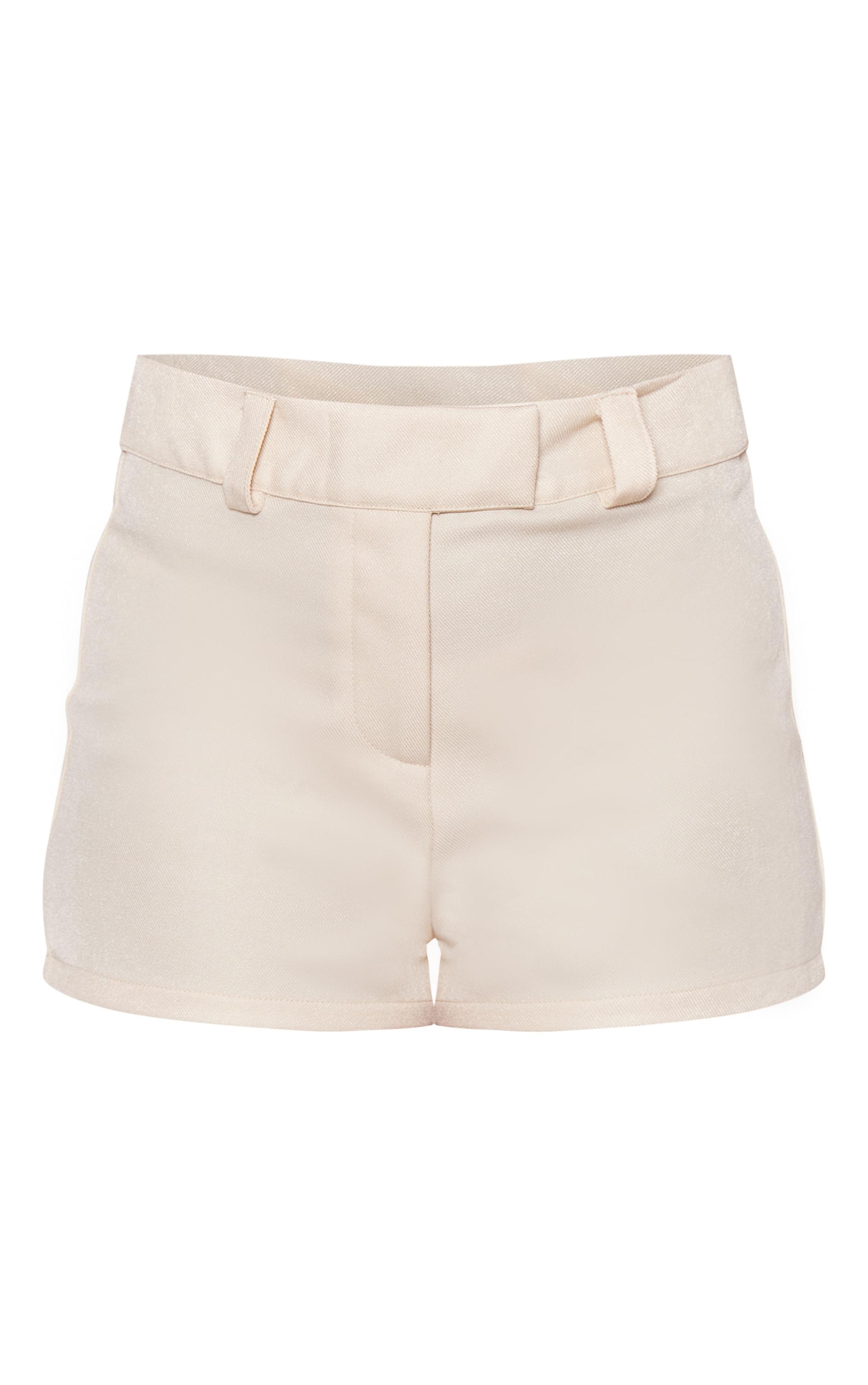 Cream High Waist Woven Tailored Shorts Product Image