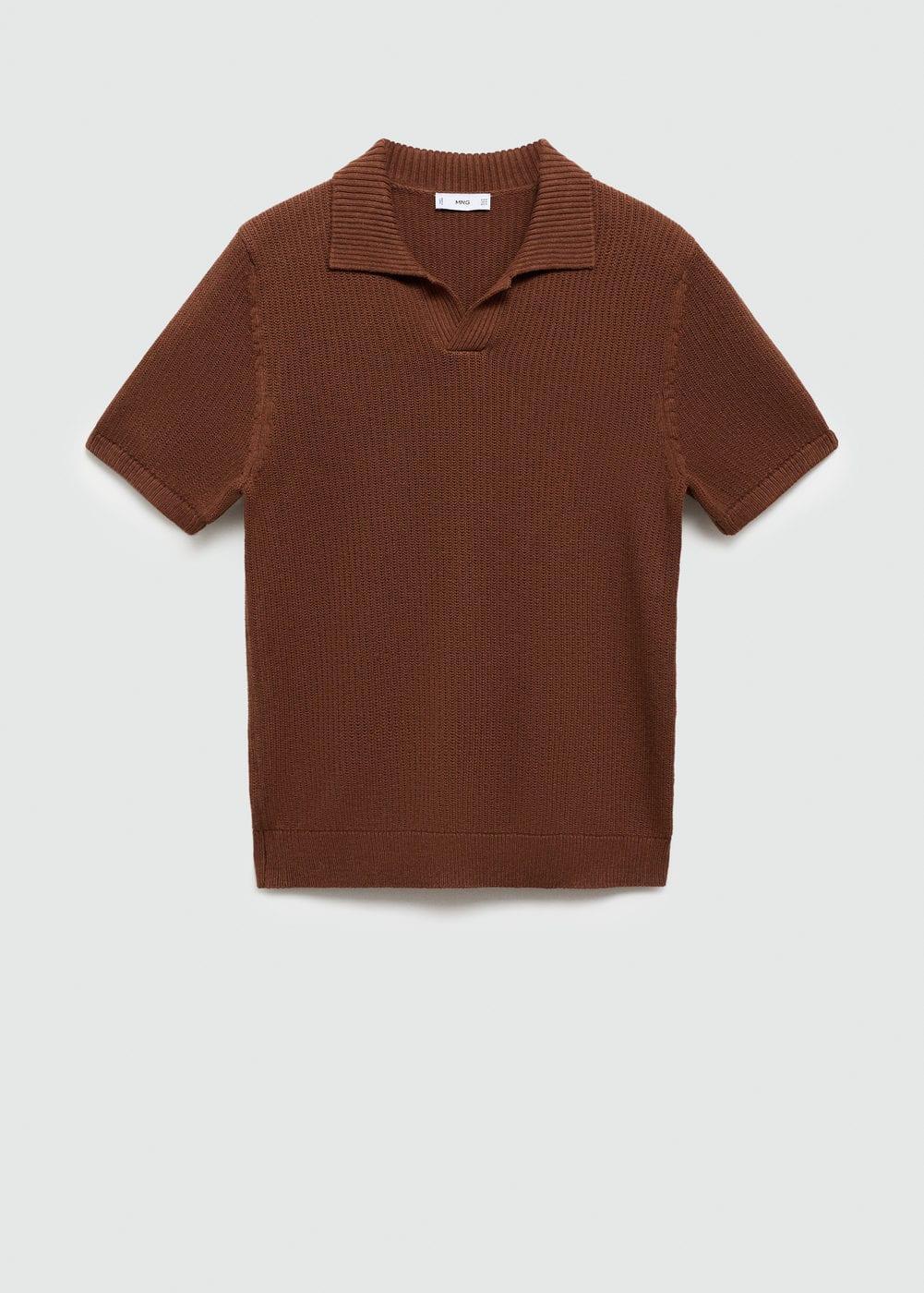 Mango Mens Ribbed Knit Polo Shirt Product Image