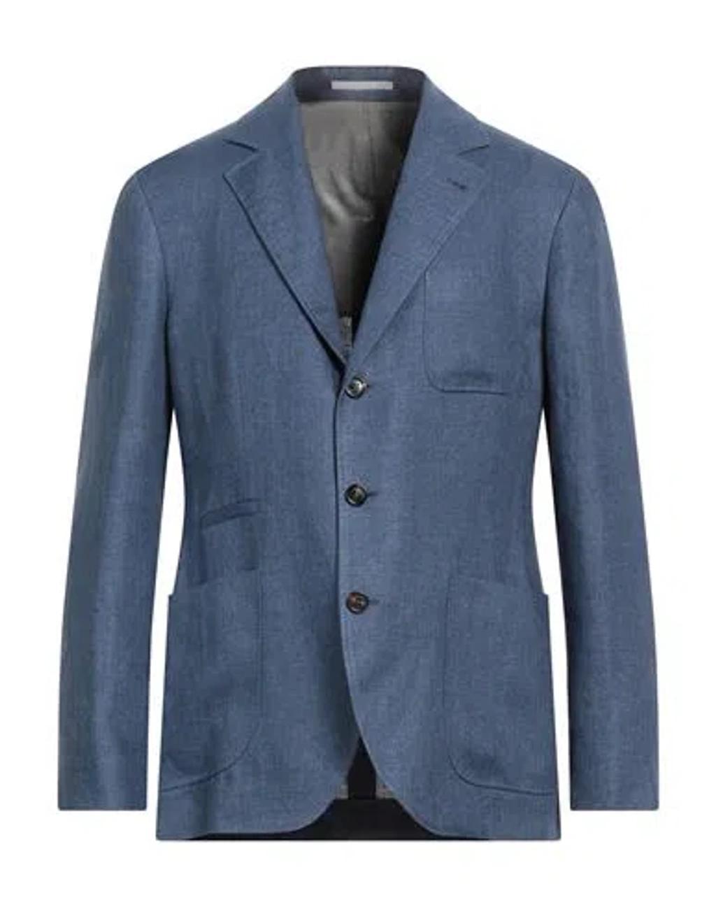 BRUNELLO CUCINELLI Man Blazer Blue Size 44 Linen Product Image