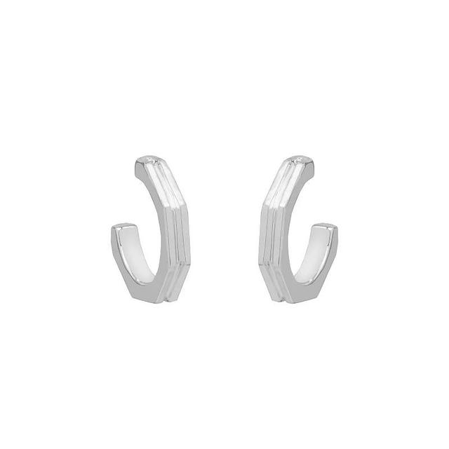 Emberly Silver Tone Geometric C-Hoop Earrings, Womens, None Product Image