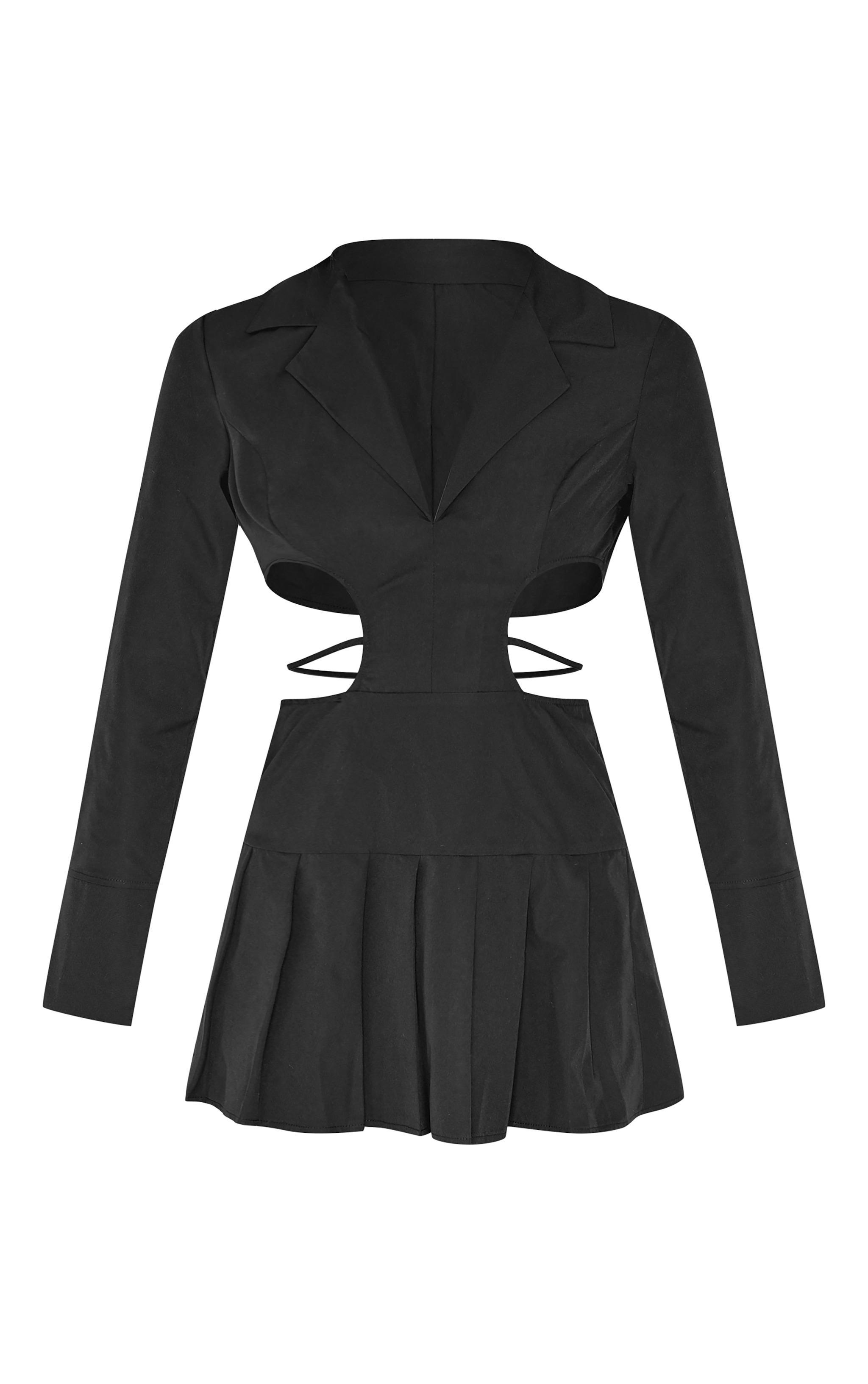 Black Cut Out Back Long Sleeve Shift Dress Product Image