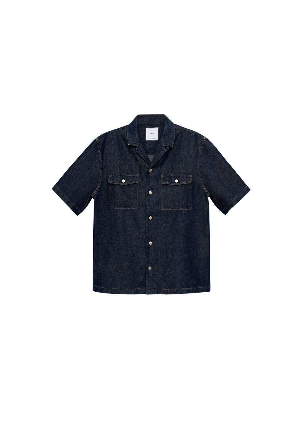 MANGO MAN - Cotton linen denim shirt open blueMen Product Image