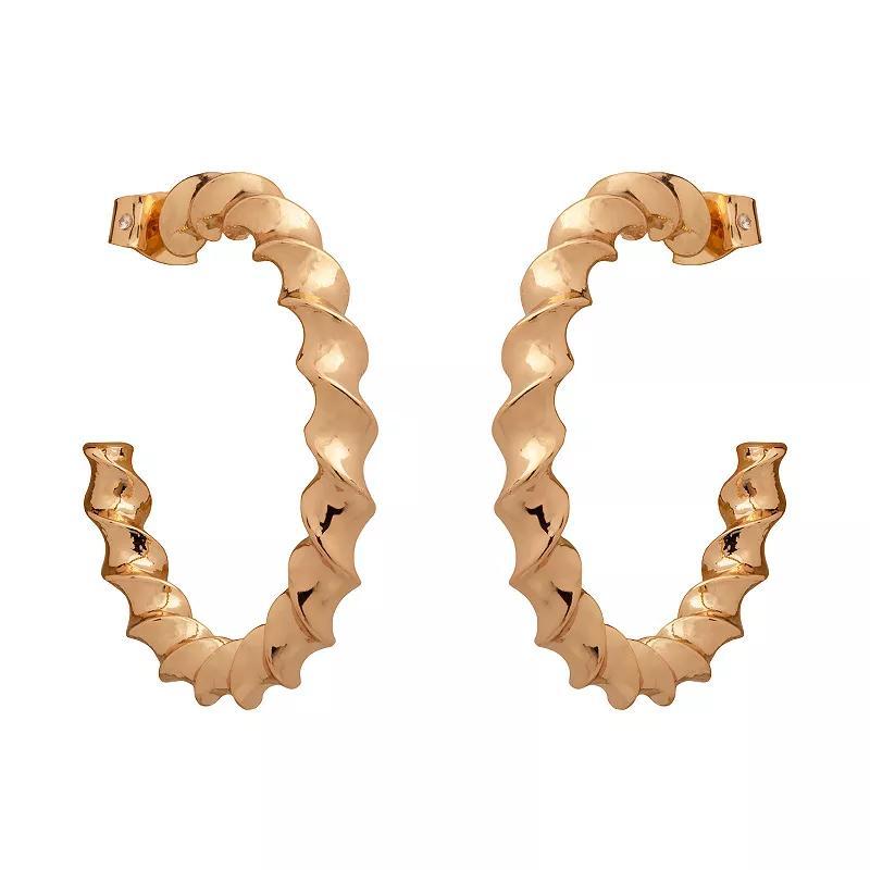 Emberly Gold Tone Twisted Medium C-Hoop Earrings, Womens, None Product Image