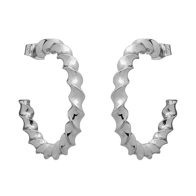 Emberly Silver Tone Twisted Medium Hoop Earrings, Womens Product Image