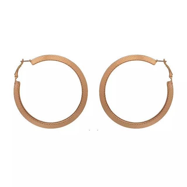 Emberly Gold Tone Oversized Snakeskin Textured Hoop Earrings, Womens Product Image