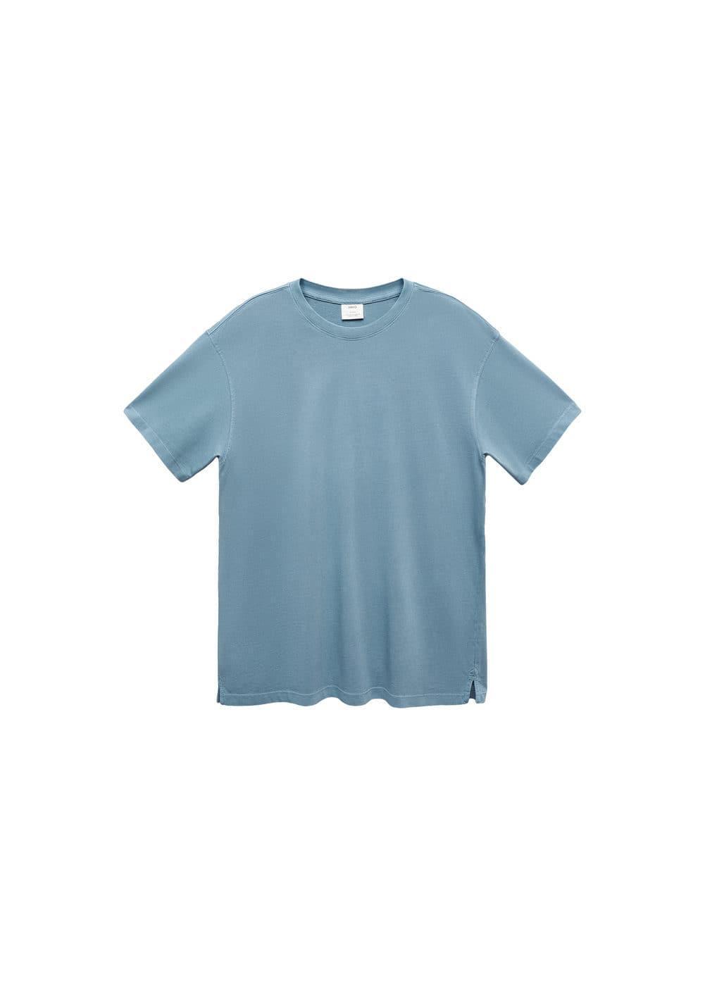 MANGO MAN - 100% cotton relaxed-fit t-shirt petrol blueMen Product Image