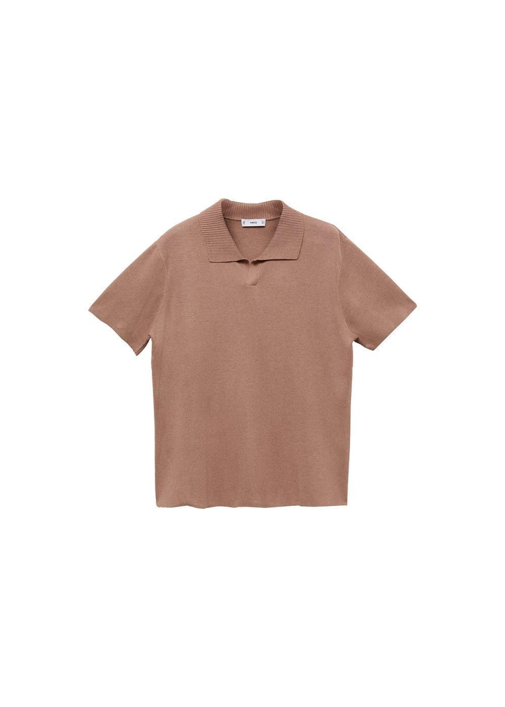 MANGO MAN - Textured knitted cotton polo shirt nudeMen Product Image