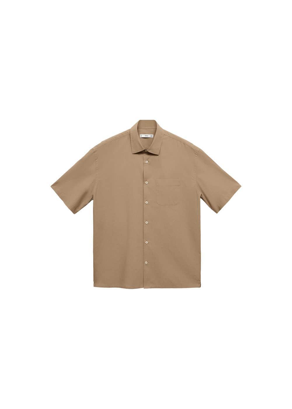 MANGO MAN - Tencel™ cotton shirt with pocket medium brownMen Product Image