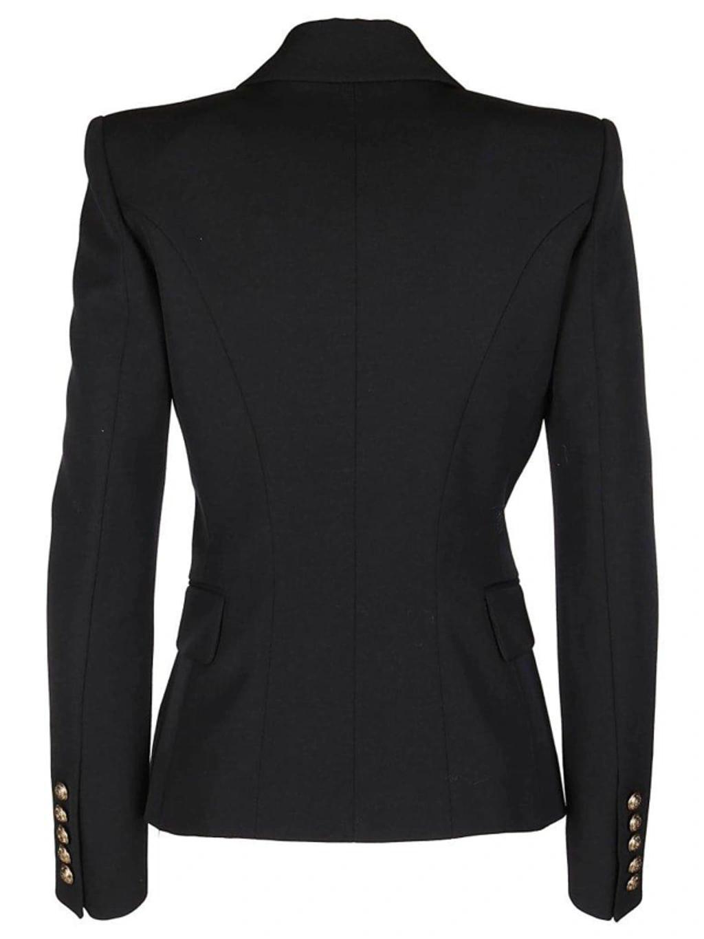 Notched Lapel 6 Button Double-breasted Blazer In Black Product Image