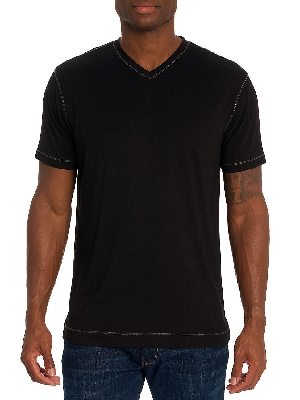 Robert Graham Eastwood Top Stitched V Neck Tee Product Image