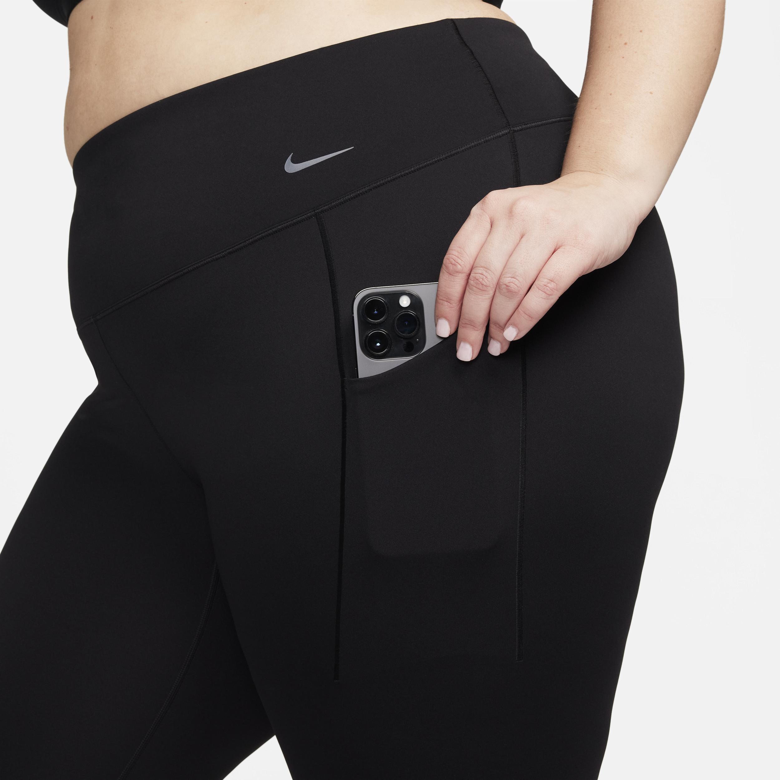 Nike Women's Universa Medium-Support High-Waisted 7/8 Leggings with Pockets (Plus Size) in Black, Size: 3X  Product Image