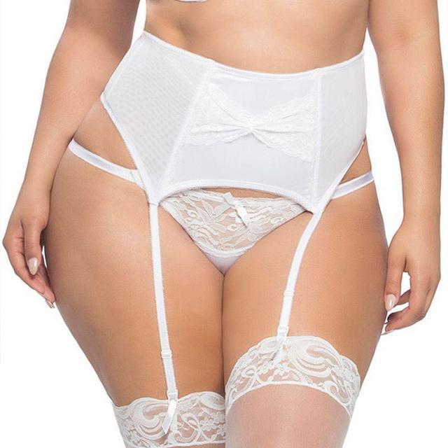 Plus Size Oh La La Cheri Lace-Front Satin Garter Belt 3129X, Womens Product Image