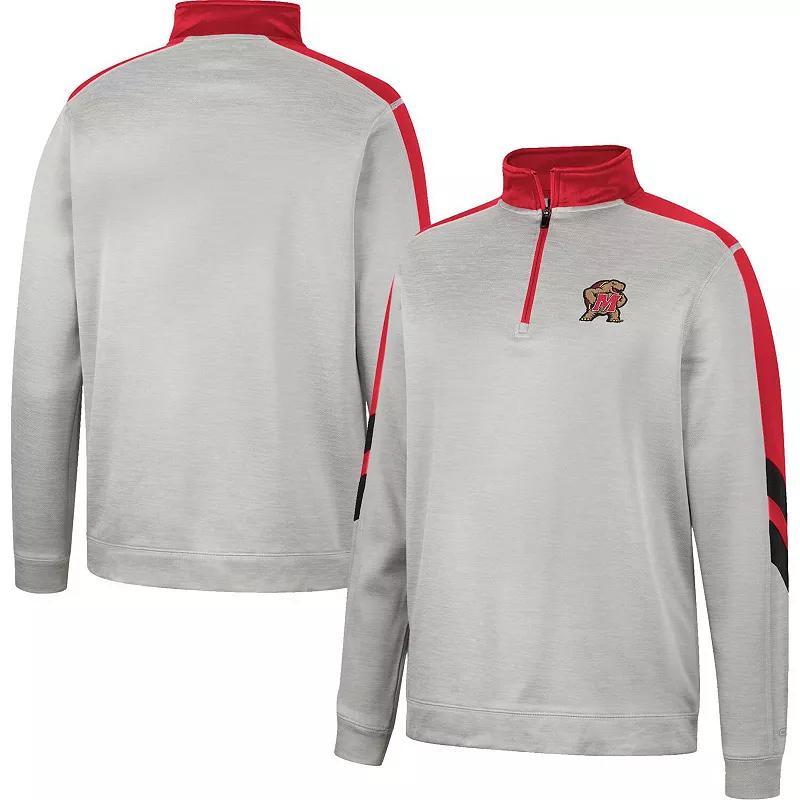 Mens Colosseum Gray and Red Maryland Terrapins Bushwood Fleece Quarter-Zip Jacket - Gray Product Image