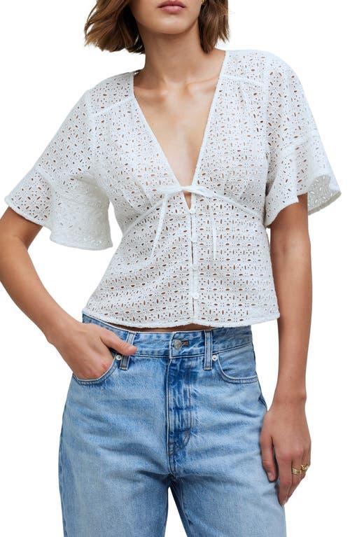 Madewell Tie-Front Top in Eyelet (Soft ) Women's Clothing Product Image