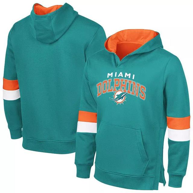 Mens G-III Sports by Carl Banks Aqua/Orange Miami Dolphins Adaptive Faceoff Pullover Hoodie Turquoise A Product Image