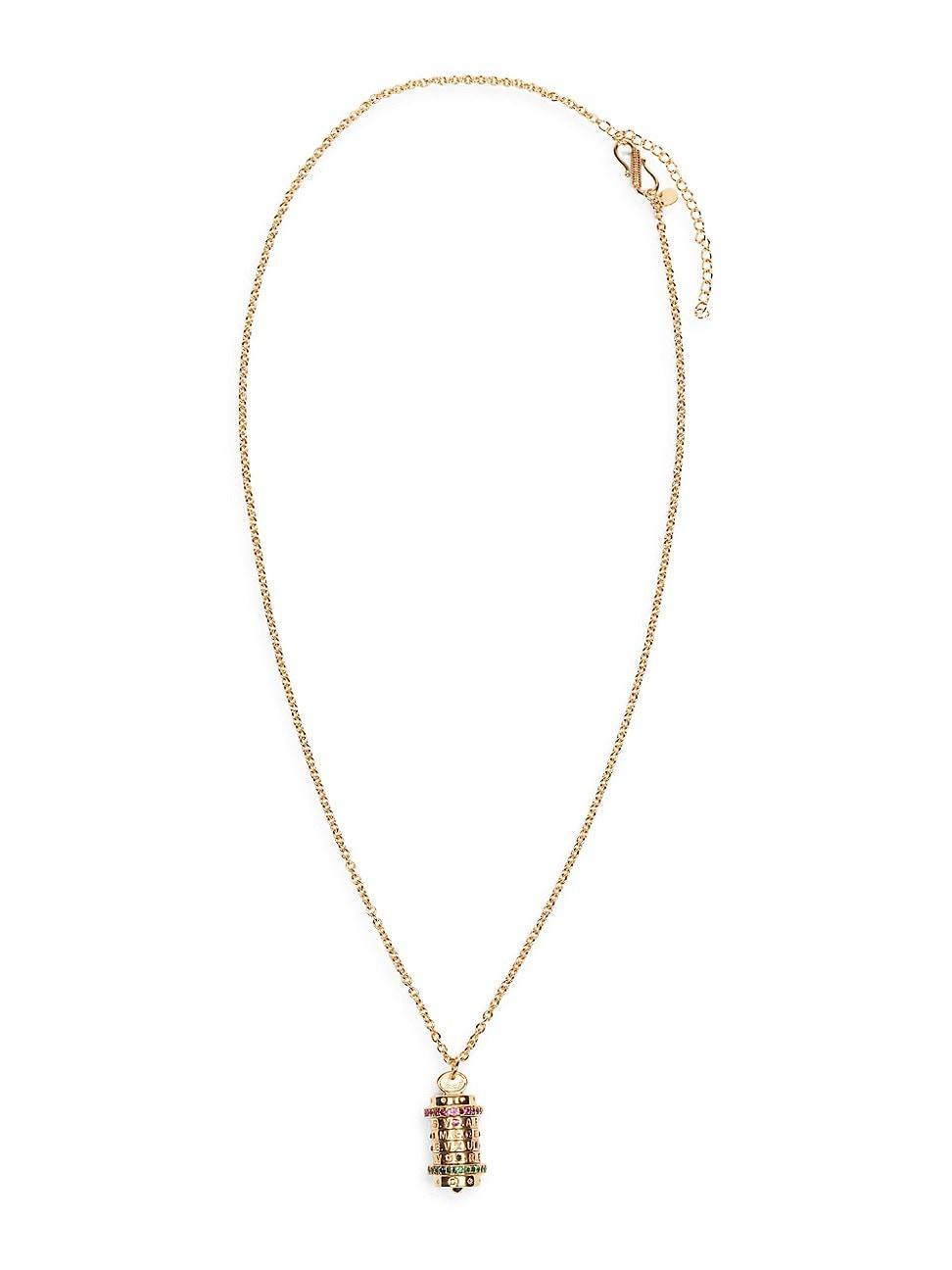 Womens Mot De Passe Classique 18K-Gold-Plated & Zircon Pendant Necklace Product Image