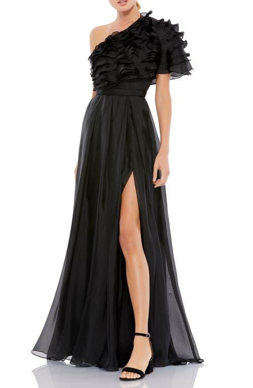 Mac Duggal Ruffle Chiffon One-Shoulder Gown Product Image