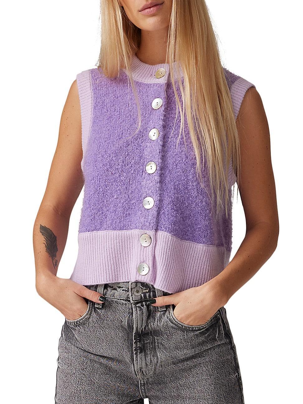 Womens Odi Mohair Knit Sleeveless Button-Front Sweater Product Image