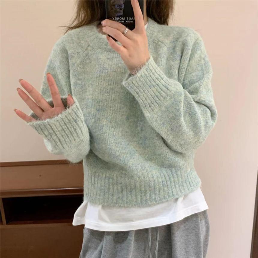 Round Neck Plain Sweater Product Image