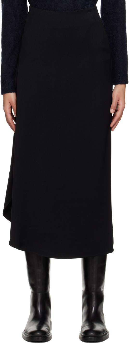 Black Draped Circle Midi Skirt In 200 Black product image