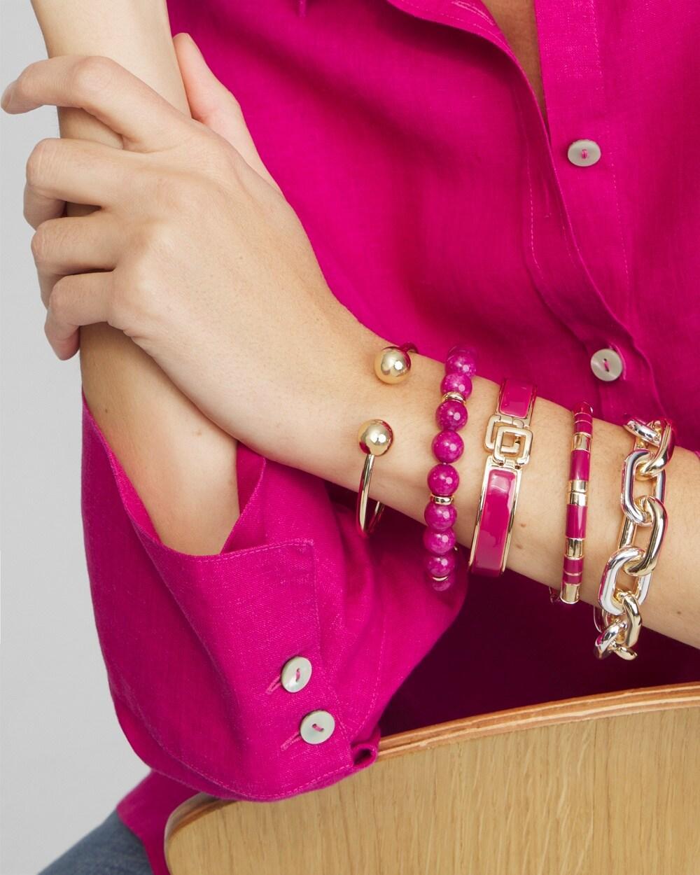 Magenta Beaded Stretch Bracelet Product Image