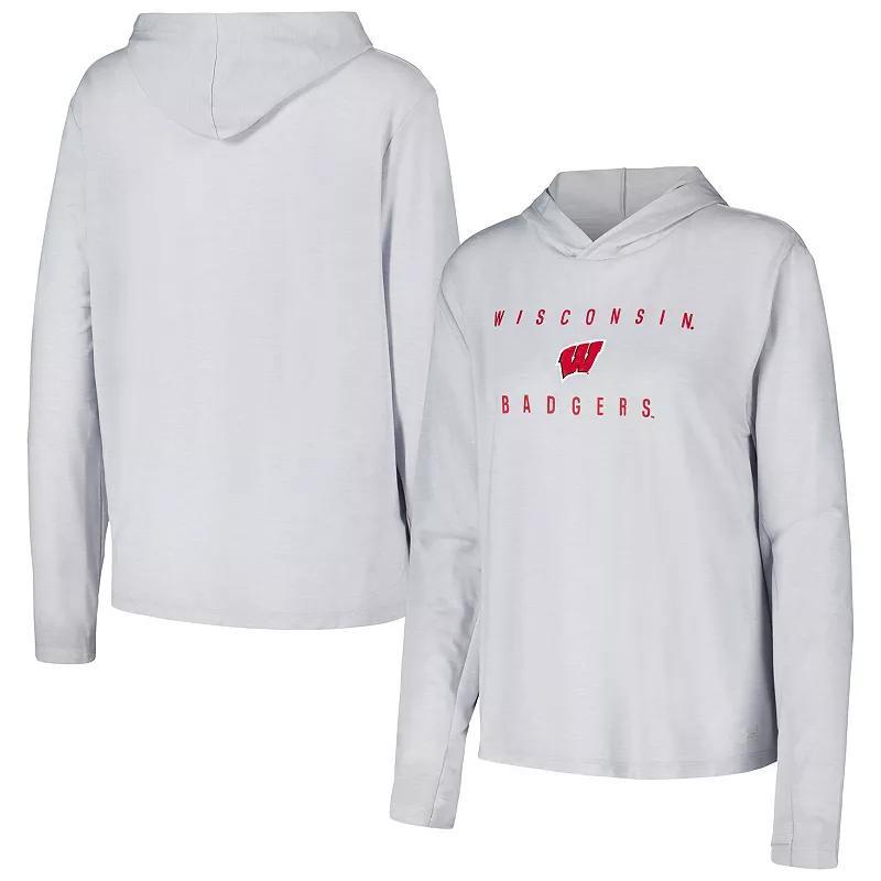 Womens Under Armour Heather Gray Wisconsin Badgers Inline Super-Soft Breezy Long Sleeve Tri-Blend Hoodie T-Shirt product image