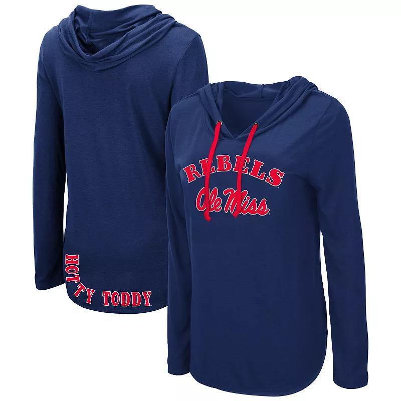 Womens Colosseum Ole Miss Rebels My Lover Lightweight Hooded Long Sleeve T-Shirt Blue Product Image