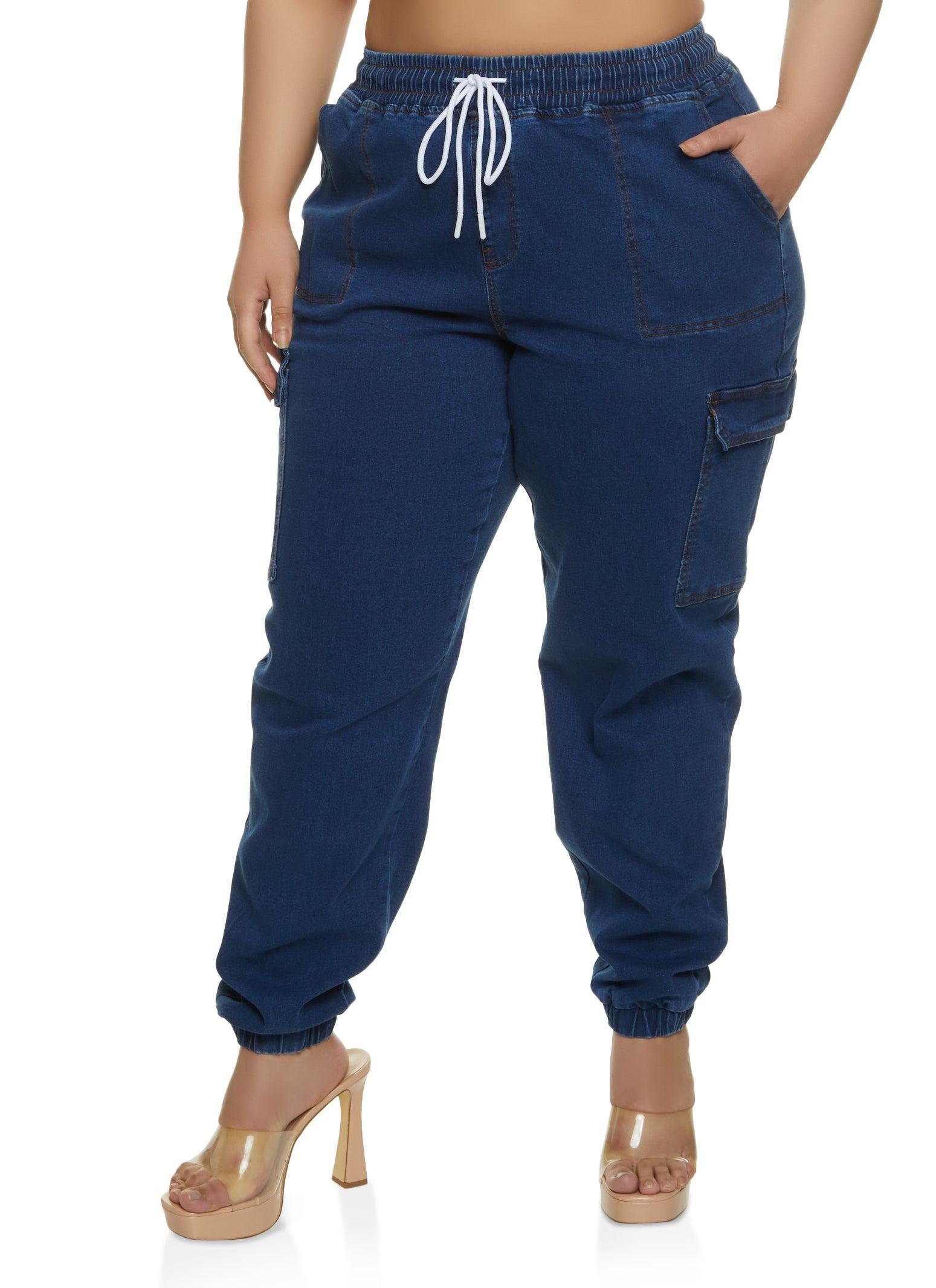 Womens Plus Size WAX Denim Joggers product image