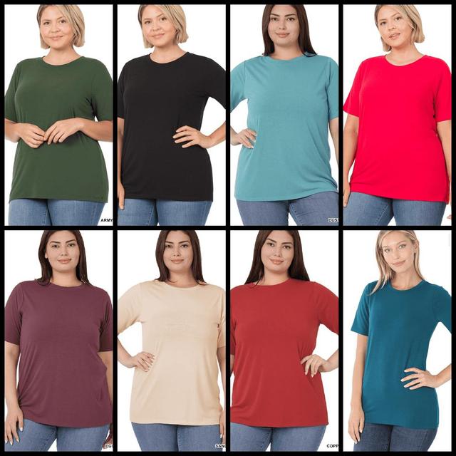 Plus Short Sleeve Round Neck Tee- soft Product Image