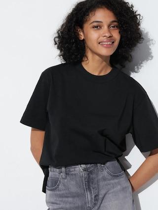 Womens Airism Cotton Short-Sleeve T-Shirt Black XS UNIQLO US Product Image